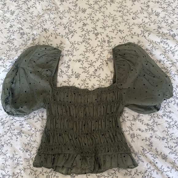 Green crop top! One of my favorite shirts, bought it at a small boutique in LA - Picture 2 of 2